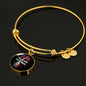 American Grown with Italian Roots Circle Charm Bangle in Gold & Stainless Steel