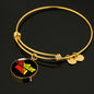 Sicilian Nonna With Black Circle Charm Bangle in Gold & Stainless Steel