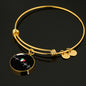 Italian Lifeline With Circle Charm Bangle in Gold & Stainless Steel