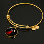 Italian Woman Warrior with Circle Charm Bangle in Gold & Stainless Steel