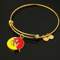 Sicilian Flag With Circle Charm Bangle in Gold & Stainless Steel