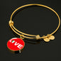 Italian Love With Red Circle Charm Bangle in Gold & Stainless Steel