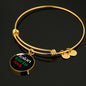 Italian Girls Rock With Black Circle Charm Bangle in Gold & Stainless Steel