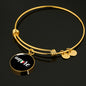 Amore with Black Circle Charm Bangle in Gold & Stainless Steel