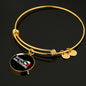 Kiss Me I'm Italian with Circle Charm Bangle in Gold & Stainless Steel