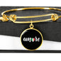 Amore with Black Circle Charm Bangle in Gold & Stainless Steel