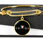 Italian Lifeline With Circle Charm Bangle in Gold & Stainless Steel