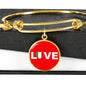Italian Love With Red Circle Charm Bangle in Gold & Stainless Steel