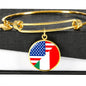 American Italian With Circle Charm Bangle in Gold & Stainless Steel
