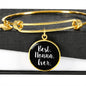 Best Nonna Ever With Black Circle Charm Bangle in Gold & Stainless Steel