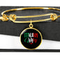 Italian Wifey With Circl Charm Bangle in Gold & Stainless Steel