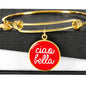 Ciao Bella With Red Circle Charm Bangle in Gold & Stainless Steel