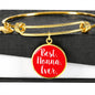 Best Nonna Ever With Red Circle Charm Bangle in Gold & Stainless Steel