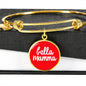 Bella Mamma with Red Circle Charm Bangle in Gold & Stainless Steel