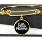 Bella Mamma with Black Circle Charm Bangle in Gold & Stainless Steel