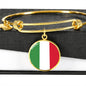 Italian Flag Circle Bangle in Gold & Stainless Steel