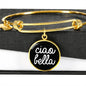 Ciao Bella With Black Circle Charm Bangle in Gold & Stainless Steel