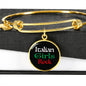 Italian Girls Rock With Black Circle Charm Bangle in Gold & Stainless Steel