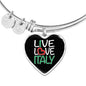 Live Love Italy with Heart Charm Bangle in Gold & Stainless Steel
