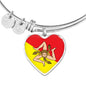 Sicilian Flag with Heart Charm Bangle in Stainless Steel & Gold option