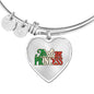 Italian Princess with Transparent Heart Charm Bangle in Gold & Stainless Steel