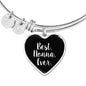 Best Nonna Ever with Black Heart Charm Bangle in Gold & Stainless Steel