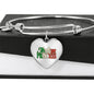 Italian Princess with Transparent Heart Charm Bangle in Gold & Stainless Steel