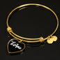 Ti Amo with Heart Charm Bangle in Gold & Stainless Steel