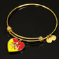 Sicilian Flag with Heart Charm Bangle in Stainless Steel & Gold option