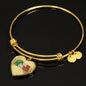 Italian Princess with Transparent Heart Charm Bangle in Gold & Stainless Steel