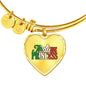 Italian Princess with Transparent Heart Charm Bangle in Gold & Stainless Steel
