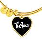Ti Amo with Heart Charm Bangle in Gold & Stainless Steel