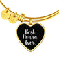 Best Nonna Ever with Black Heart Charm Bangle in Gold & Stainless Steel