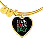Live Love Italy with Heart Charm Bangle in Gold & Stainless Steel