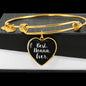 Best Nonna Ever with Black Heart Charm Bangle in Gold & Stainless Steel