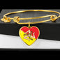 Sicilian Flag with Heart Charm Bangle in Stainless Steel & Gold option