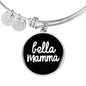Bella Mamma with Black Circle Charm Bangle in Gold & Stainless Steel