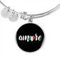 Amore with Black Circle Charm Bangle in Gold & Stainless Steel