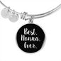 Best Nonna Ever With Black Circle Charm Bangle in Gold & Stainless Steel