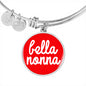 Bella Nonna With Red Circle Charm Bangle in Gold & Stainless Steel