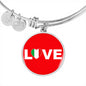 Italian Love With Red Circle Charm Bangle in Gold & Stainless Steel