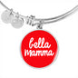 Bella Mamma with Red Circle Charm Bangle in Gold & Stainless Steel