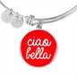 Ciao Bella With Red Circle Charm Bangle in Gold & Stainless Steel