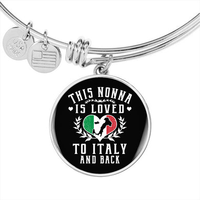 This Nonna is Loved to Italy and Back with Circle Charm Bangle in Gold & Stainless Steel