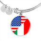 American Italian With Circle Charm Bangle in Gold & Stainless Steel