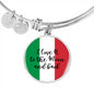 I Love U to the Moon and Back with Circle Charm Bangle in Gold & Stainless Steel
