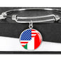 American Italian With Circle Charm Bangle in Gold & Stainless Steel