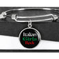 Italian Girls Rock With Black Circle Charm Bangle in Gold & Stainless Steel