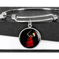 Italian Woman Warrior with Circle Charm Bangle in Gold & Stainless Steel