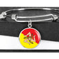 Sicilian Flag With Circle Charm Bangle in Gold & Stainless Steel